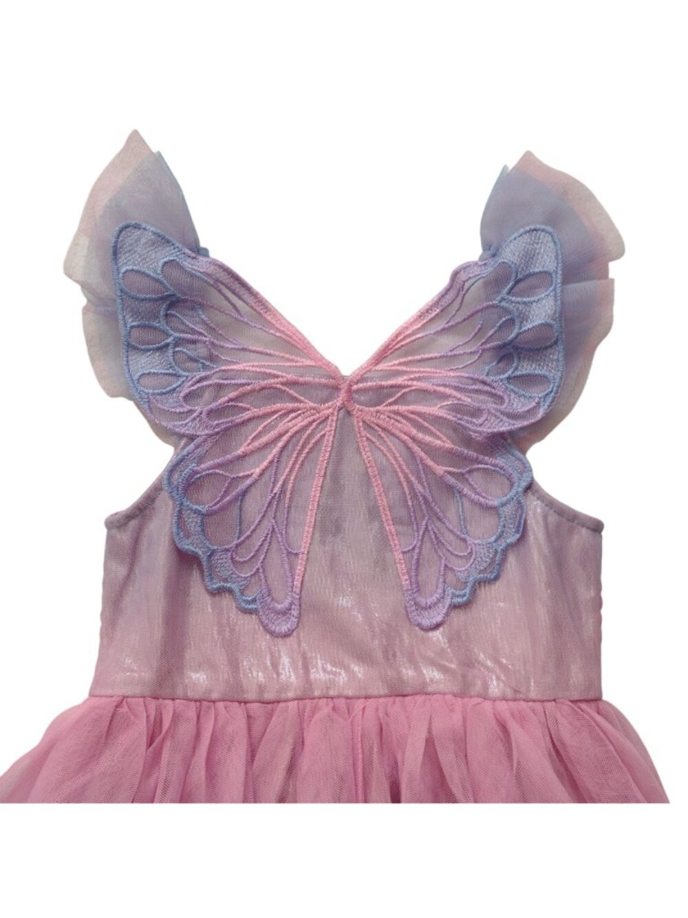 Zunie Girls Pink Purple Butterfly Dress Sz 6 Tulle Ombre Layers Party Dress - Picture 8 of 10